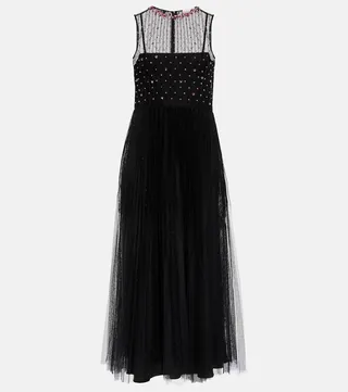 Point d'esprit tulle midi dress