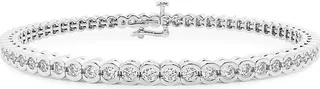 Build Your Own Collection Platinum & Natural Diamond Half Bezel Tennis Bracelet