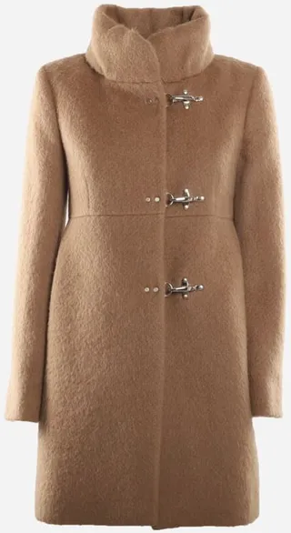 Velor Effect Wool Blend Coat