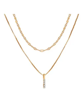 Simple double stacked necklace sweater chain 