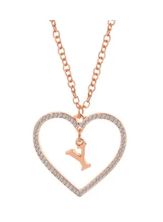 Casual Women Zircon Heart Necklaces for Crystal Chain With Y Letter 