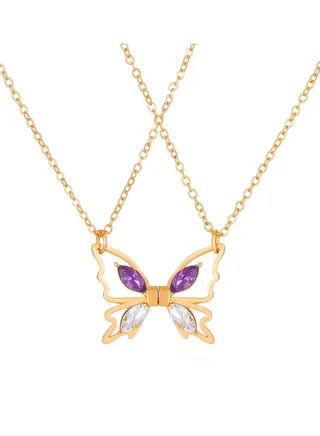 Magnetic cutout butterfly necklace set of two 