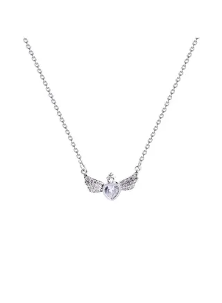 Heart Zircon Wing Element Titanium Steel Necklace 