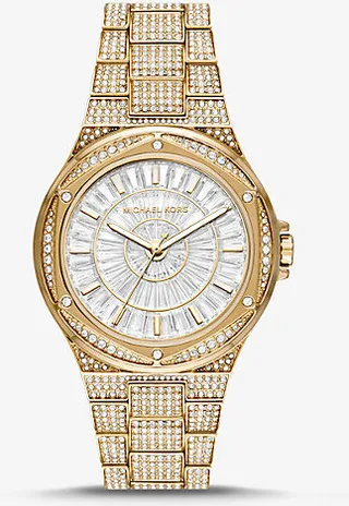 Oversized Lennox Pavé Gold-Tone Watch