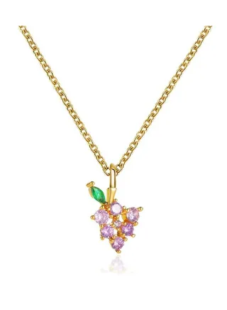 Zircon Grape Element Titanium Steel Necklace 