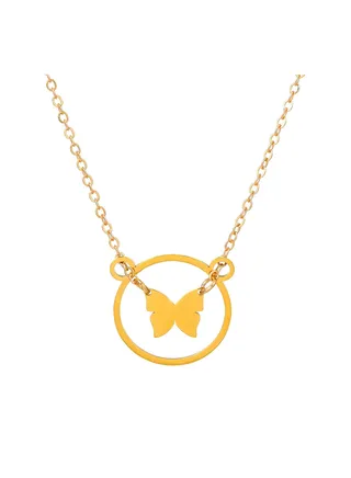 Butterfly Ring Shape Stainless Steel Necklace 
