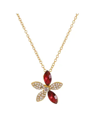 Vintage Zircon Geometric Flower Necklace 