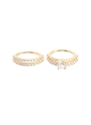 Zircon Stone Twins Ring Size 19 