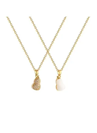Double sided Gourd Element Titanium Steel Necklace 