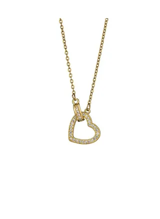 Heart Double Ring Titanium Steel Necklace 