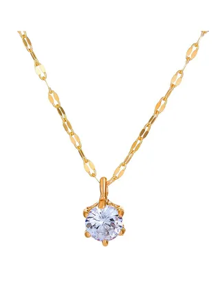 Simple Single Diamond Titanium Steel Necklace 