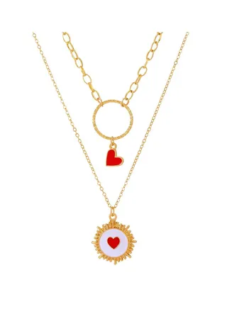 Double Stacked Heart Titanium Steel Necklace 