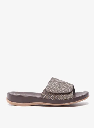 Women All-Over Monogram Print Slide Sandals 