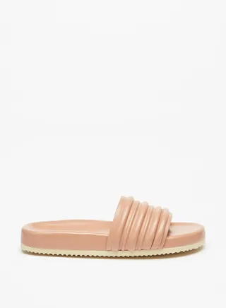 Womens Textured Slip-On Slide Sandals 