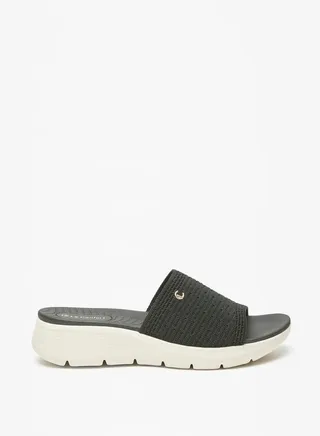 Women Textured Slip-On Slides with Flatform Heels 