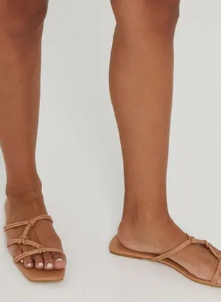 Comfortable Slip-On Slides Tan Brown 