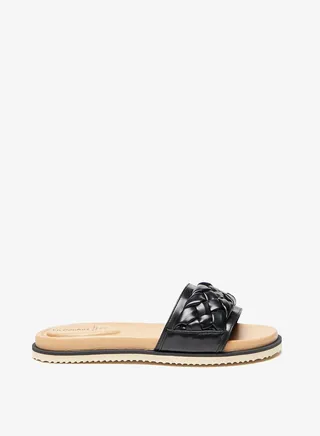 Womens Braided Slip-On Slide Sandals 