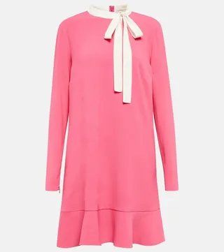 Tie-neck frisottine minidress