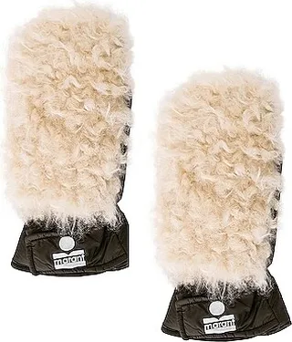 Isabel Marant Naerka Gloves in Olive