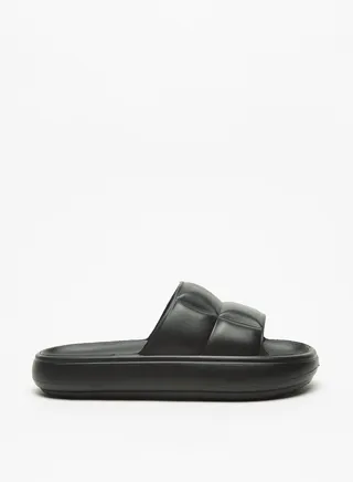 Womens Textured Slip On Slides 