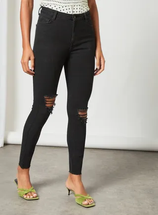 Ripped Skinny Jeans Black 