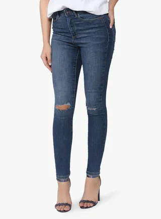 Sophia Destroyed Skinny Jeans Medium Blue Denim 