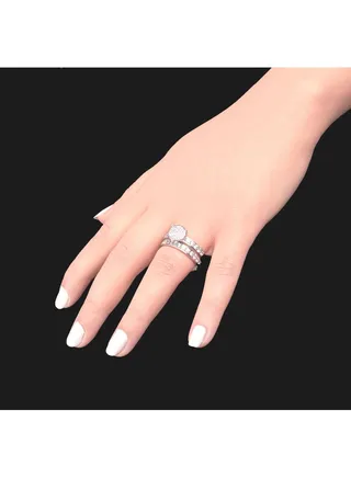 Twins Ring Platinum Plated For Women With Zircon Stone - Silver 