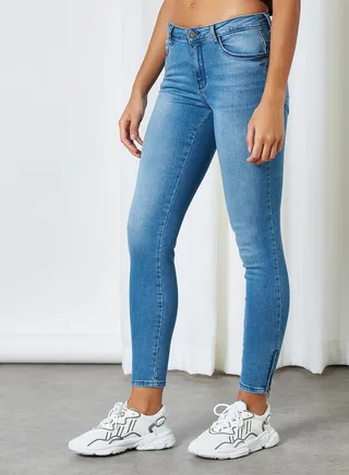 Ankle Length Skinny Jeans Light Blue Denim 
