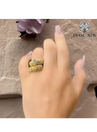 Women's Twins Rings , Gold Plated, High Quality With Sparkling Zircon 