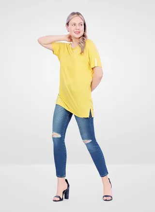 Web Denim Blue Highwaist Skinny Stretchable Straight Ripped Denim Pant Fashionable Comfort Fit Casual Destructed Cotton Jeans With Pockets For Women 