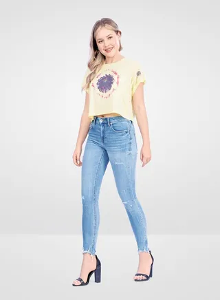 Web Denim Light Blue Skinny Stretchable Ripped Denim Pant  Fashionable Comfort Fit Cotton Jeans With Pockets For Women 