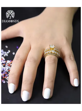 Women's Twins Rings , Gold Plated, High Quality With Sparkling Zircon 