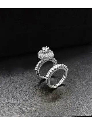 Twins Ring Platinum Plated For Women With Zircon Stone – Silver 
