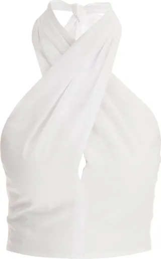 Staud Kai Cropped Poplin Halter Top