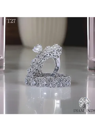 Twins Ring Platinum Plated For Women With Zircon Stone - Silver 