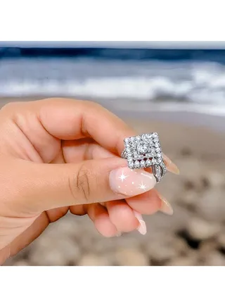 Platinum Plated Ring For Women With Zircon Stone - Silver 