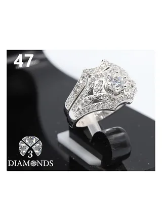 3Diamonds Wedding Twins Ring For Women Platinum Plated 