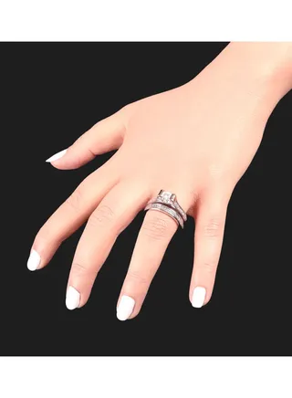 Twins Ring Platinum Plated For Women With Zircon Stone - Silver 