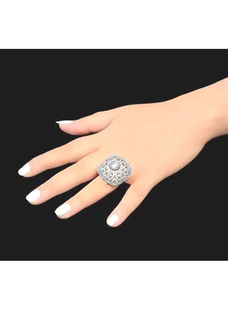 Platinum Plated Ring For Women With Zircon Stone - Silver 