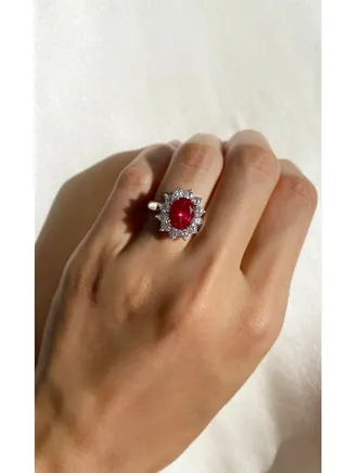 Ruby Stone Oval Ring 