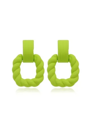 SquareEarring Of Fluffy Women's Accessories-Green 
