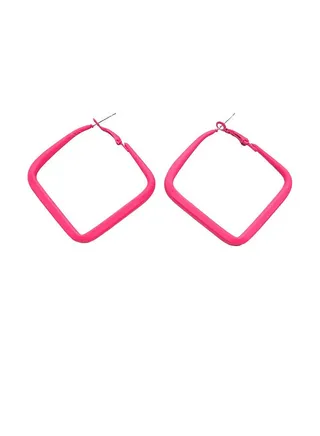 Square Earring Of Fluffy Women's Accessories-Hot pink 