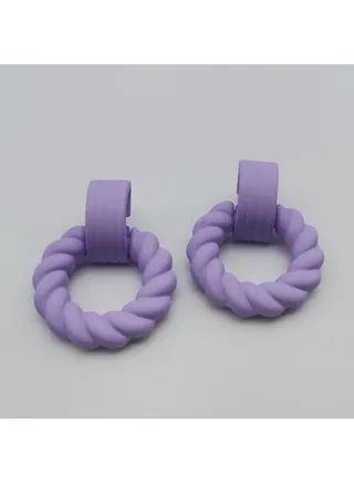 overlapping circles Earring Of Fluffy Women's Accessories-Purple 