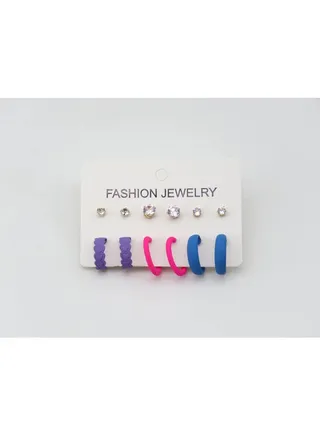 Set Of Earring Fluffy Women's Accessories-Multicolour 