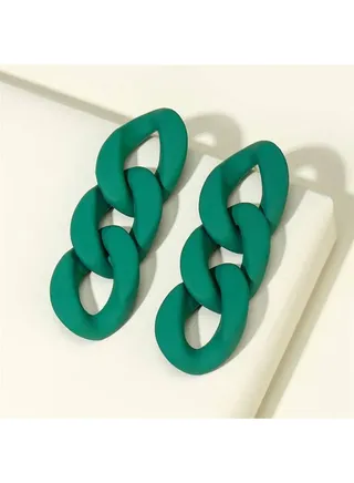 Chain Earring Of Fluffy Women's Accessories-Green 