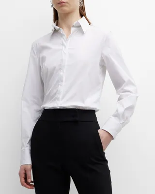 Beaded Button-Down Poplin Shirt