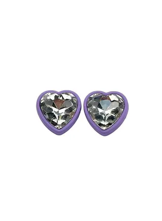 Heart Crystal Earring Of Fluffy Women's Accessories-Purple 