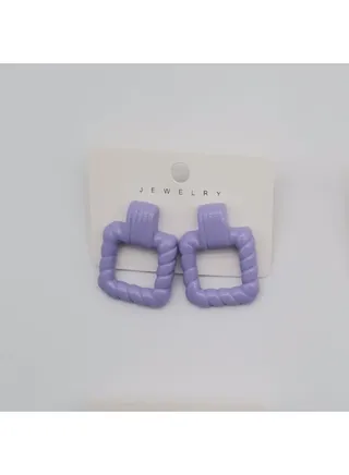 Square Earring Of Fluffy Women's Accessories-Purple 