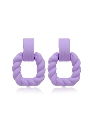 SquareEarring Of Fluffy Women's Accessories-Purple 