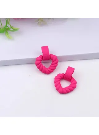 triangle Earring Of Fluffy Women's Accessories-Pink 